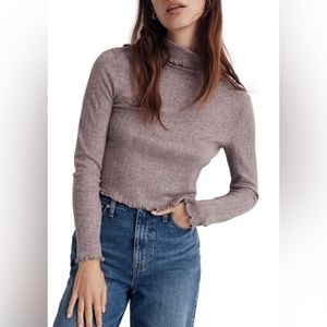 Madewell Cropped Long-Sleeve Turtleneck Tee Chocolate Raisin Size L